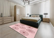 Round Machine Washable Transitional Pink Rug in a Office, wshpat1619rd