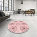 Round Patterned Pink Rug in a Office, pat1619rd