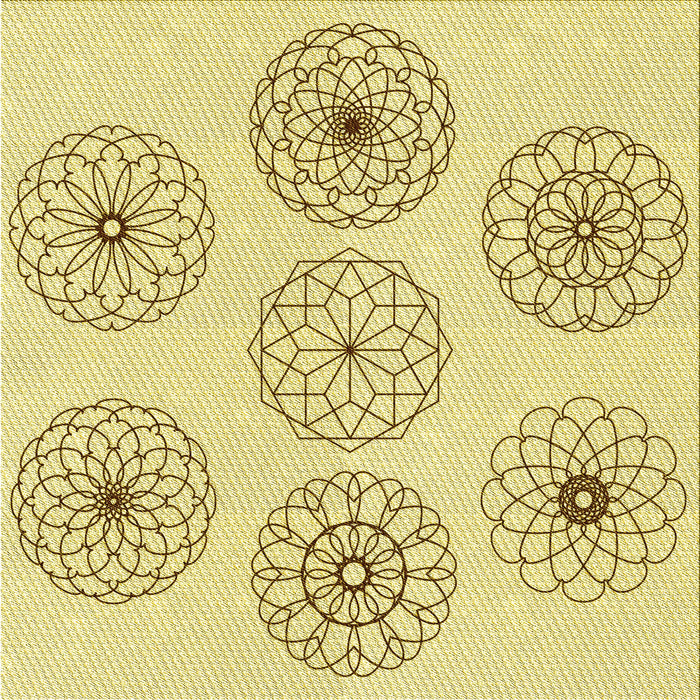 Round Patterned Sun Yellow Rug, pat1619yw