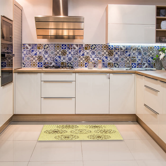 Patterned Sun Yellow Rug in a Kitchen, pat1619yw