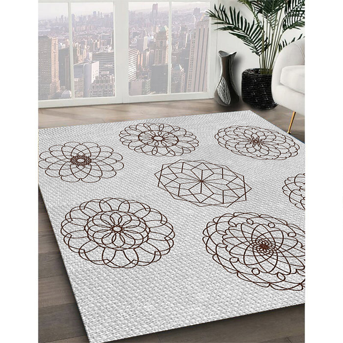 Patterned Off-White Novelty Rug in Family Room, pat1619