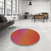 Round Patterned Red Novelty Rug in a Office, pat161
