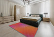 Patterned Red Novelty Rug in a Bedroom, pat161
