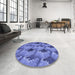 Round Patterned Sky Blue Rug in a Office, pat162blu