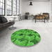 Round Patterned Green Rug in a Office, pat162grn