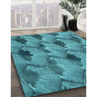 Patterned Teal Green Rug, pat162lblu