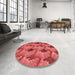 Round Patterned Red Rug in a Office, pat162rd