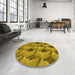 Round Patterned Dark Bronze Brown Rug in a Office, pat162yw