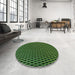 Round Patterned Black Rug in a Office, pat1620grn