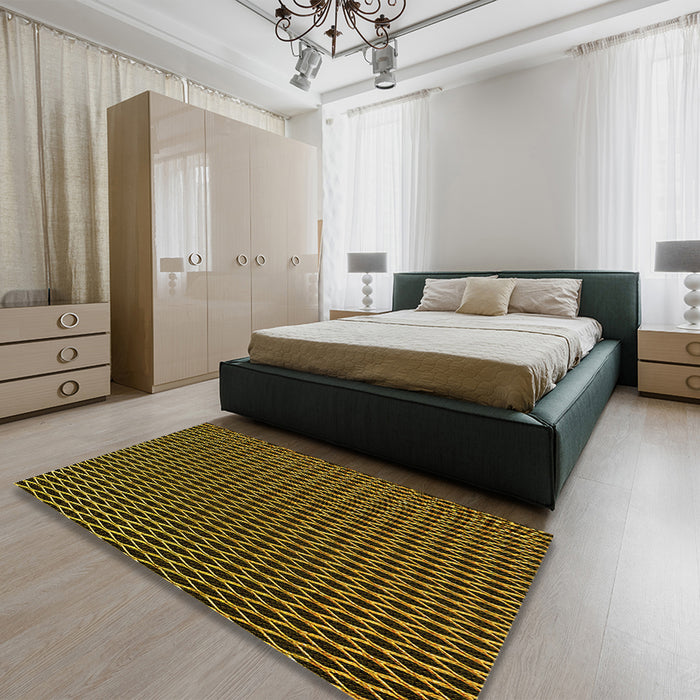 Patterned Caramel Brown Rug in a Bedroom, pat1620yw