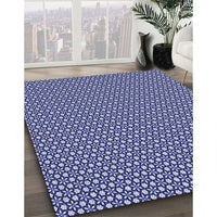 Patterned Denim Dark Blue Rug, pat1621blu