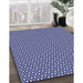 Patterned Denim Dark Blue Rug in Family Room, pat1621blu