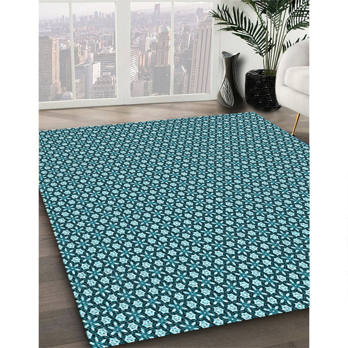 Patterned Diamond Blue Rug in Family Room, pat1621lblu