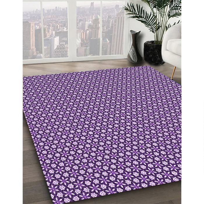 Patterned Bright Purple Rug in Family Room, pat1621pur