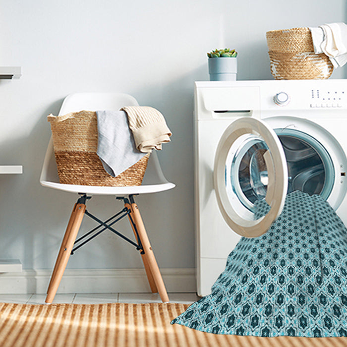Machine Washable Transitional Dark Cyan Green Rug in a Washing Machine, wshpat1622lblu