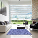 Square Patterned Jeans Blue Rug in a Living Room, pat1623blu