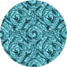 Square Patterned Teal Green Rug, pat1623lblu