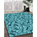 Patterned Teal Green Rug in Family Room, pat1623lblu