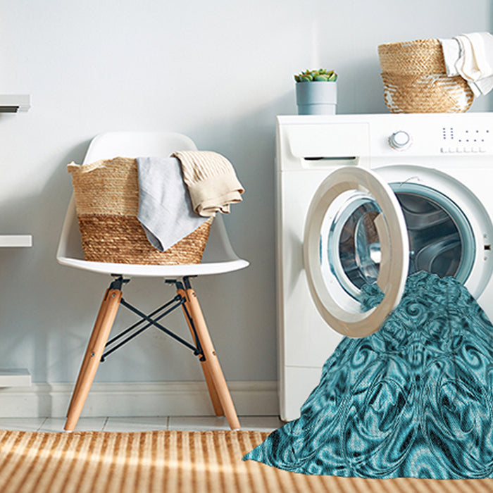 Machine Washable Transitional Teal Green Rug in a Washing Machine, wshpat1623lblu