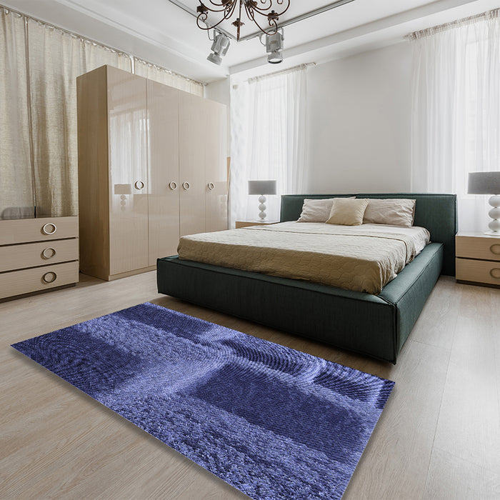 Patterned Lapis Blue Rug in a Bedroom, pat1624blu