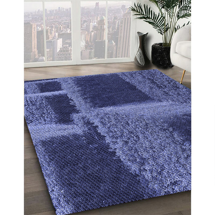 Patterned Lapis Blue Rug in Family Room, pat1624blu