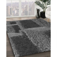 Patterned Charcoal Black Rug, pat1624gry