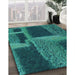 Machine Washable Transitional Medium Teal Green Rug in a Family Room, wshpat1624lblu