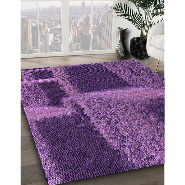 Patterned Purple Rug in Family Room, pat1624pur