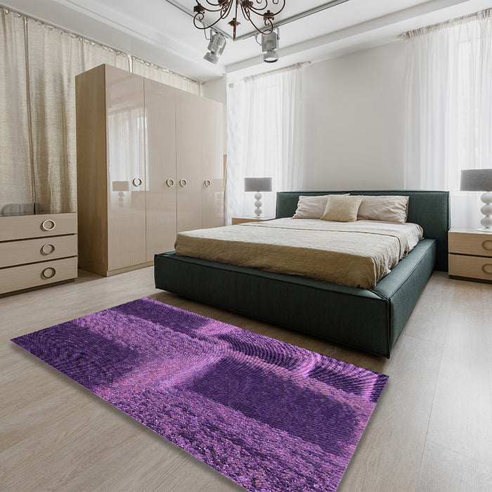 Patterned Purple Rug in a Bedroom, pat1624pur