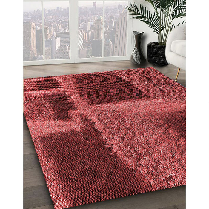 Patterned Red Rug in Family Room, pat1624rd