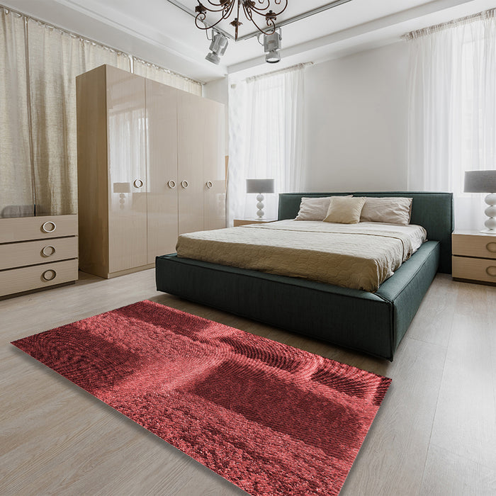 Round Machine Washable Transitional Red Rug in a Office, wshpat1624rd