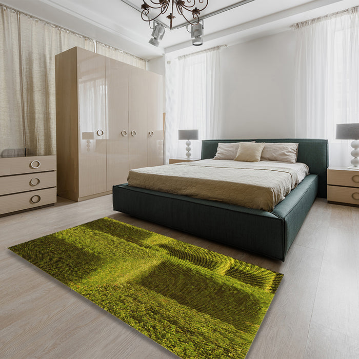 Patterned Milk Chocolate Brown Rug in a Bedroom, pat1624yw