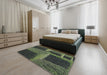 Patterned Green Novelty Rug in a Bedroom, pat1624