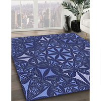 Patterned Denim Dark Blue Rug, pat1625blu