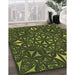 Machine Washable Transitional Dark Forest Green Rug in a Family Room, wshpat1625brn