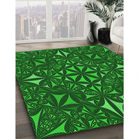 Patterned Deep Emerald Green Rug, pat1625grn