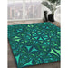 Machine Washable Transitional Medium Teal Green Rug in a Family Room, wshpat1625lblu