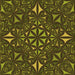 Round Patterned Dark Yellow Green Rug, pat1625org