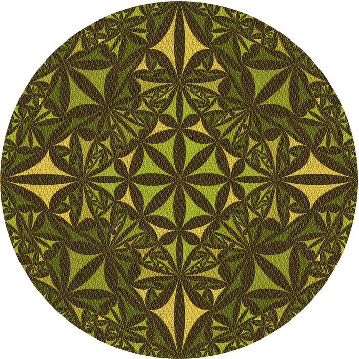 Square Patterned Dark Yellow Green Rug, pat1625org