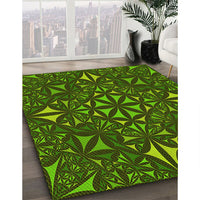 Patterned Dark Forest Green Rug, pat1625yw