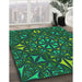 Patterned Lime Green Novelty Rug in Family Room, pat1625