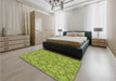 Round Machine Washable Transitional Pistachio Green Rug in a Office, wshpat1626brn