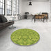 Round Patterned Pistachio Green Rug in a Office, pat1626brn