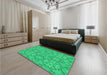 Patterned Spring Green Rug in a Bedroom, pat1626lblu