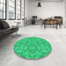 Round Patterned Spring Green Rug in a Office, pat1626lblu