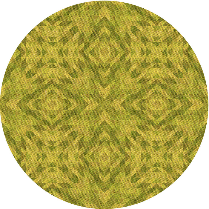 Square Patterned Dark Yellow Green Rug, pat1626org