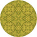 Square Patterned Dark Yellow Green Rug, pat1626org