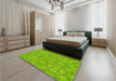 Patterned Apple Green Rug in a Bedroom, pat1626yw