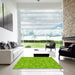 Square Patterned Apple Green Rug in a Living Room, pat1626yw