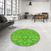 Round Patterned Emerald Green Novelty Rug in a Office, pat1626